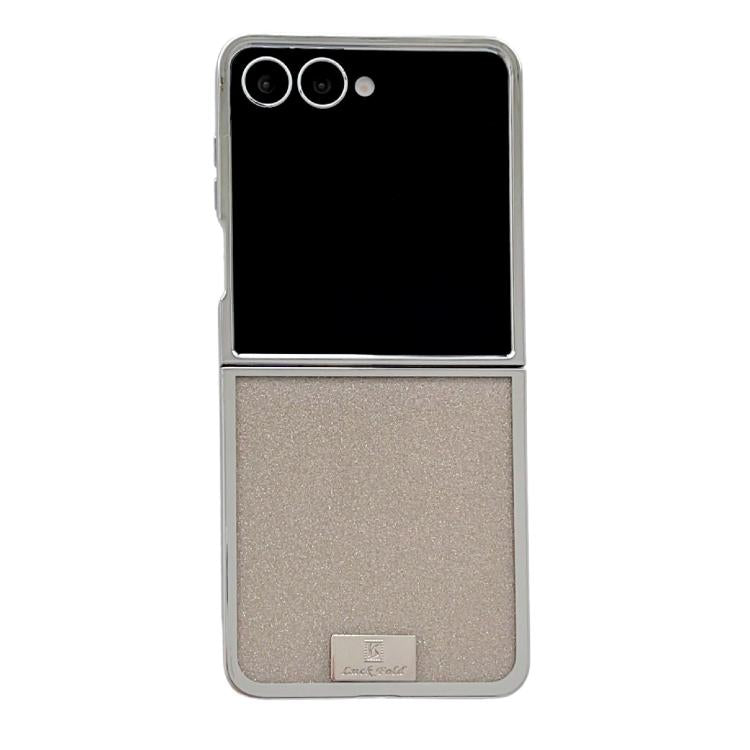 Plating Frame Glitter Paper Nameplate Full Coverage Phone Case, For Samsung Galaxy Z Flip6/7 FE, For Samsung Galaxy Z Flip7 5G, For Samsung Galaxy Z Flip5