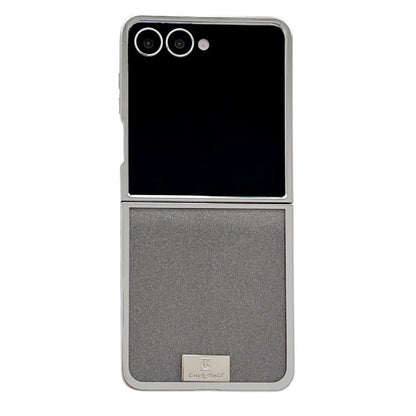 Plating Frame Glitter Paper Nameplate Full Coverage Phone Case, For Samsung Galaxy Z Flip6/7 FE, For Samsung Galaxy Z Flip7 5G, For Samsung Galaxy Z Flip5