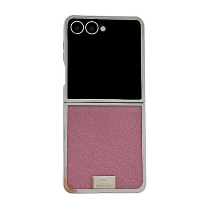 Plating Frame Glitter Paper Nameplate Full Coverage Phone Case, For Samsung Galaxy Z Flip6/7 FE, For Samsung Galaxy Z Flip7 5G, For Samsung Galaxy Z Flip5