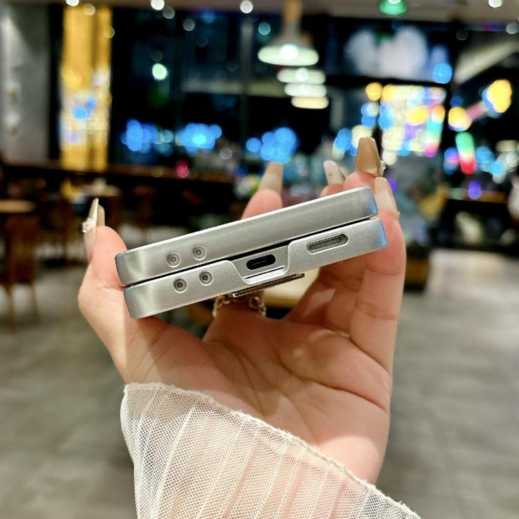 Silver Frame Litchi Texture Nameplate Full Coverage Phone Case