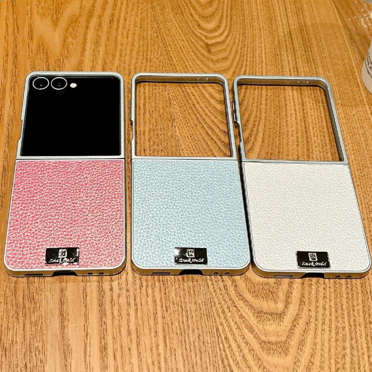 Silver Frame Litchi Texture Nameplate Full Coverage Phone Case