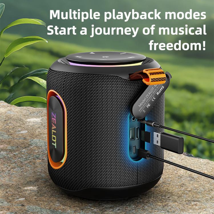 Zealot M1 30W Portable Outdoor IPX6 RGB Stereo Bluetooth Speaker