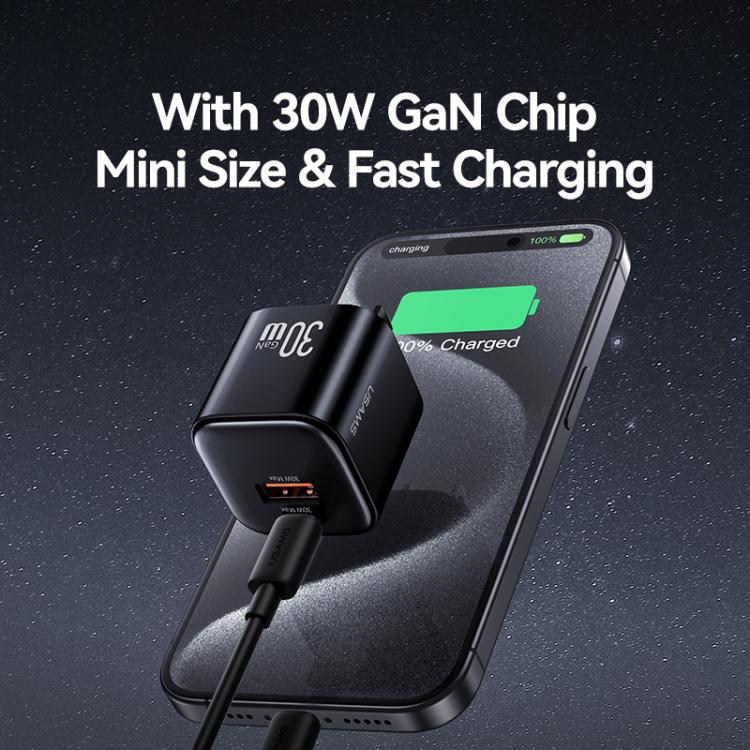 USAMS CC270 30W GaN USB-C / Type-C and USB Dual-port Mini Fast Charger