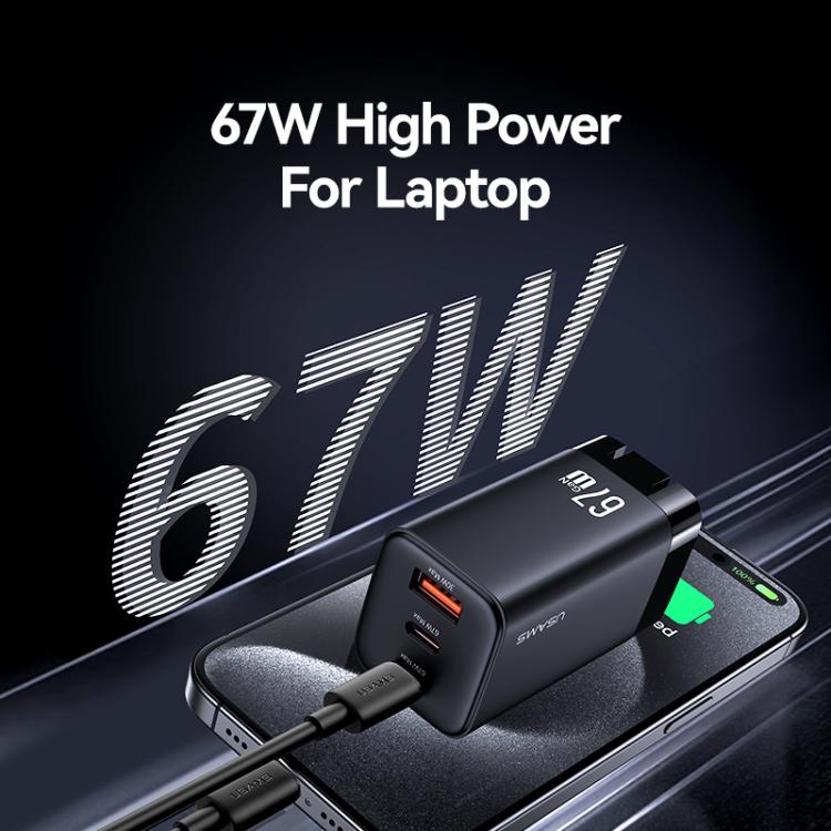 USAMS CC272 67W GaN USB and Dual Type-C Three-Port Fast Charger