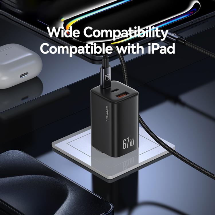USAMS CC272 67W GaN USB and Dual Type-C Three-Port Fast Charger