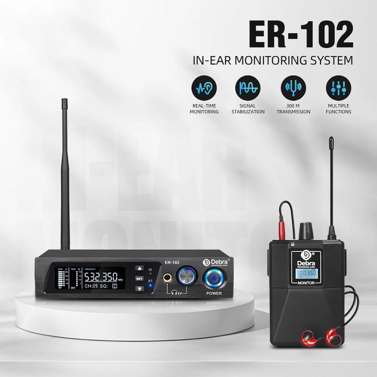 DEBRA ER-102 Professional Stage Wireless Audio Return Monitoring System with Two Receivers