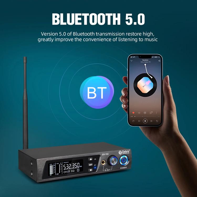 DEBRA ER-102 Professional Stage Wireless Audio Return Monitoring System with Two Receivers