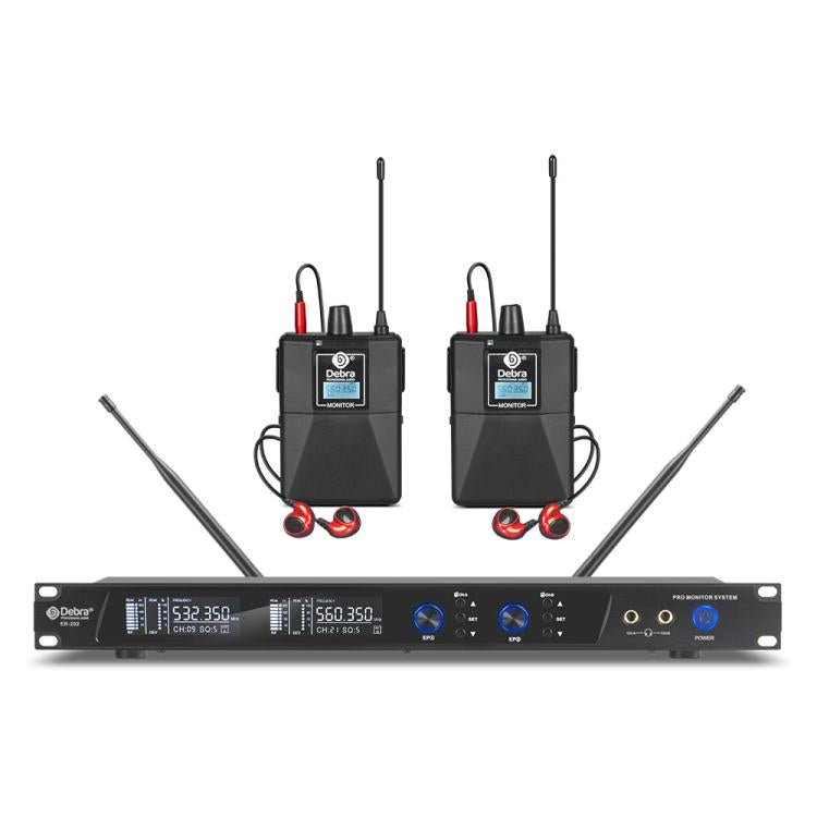 DEBRA ER-202 Professional Stage Wireless Audio Return Monitoring System with Two Receivers
