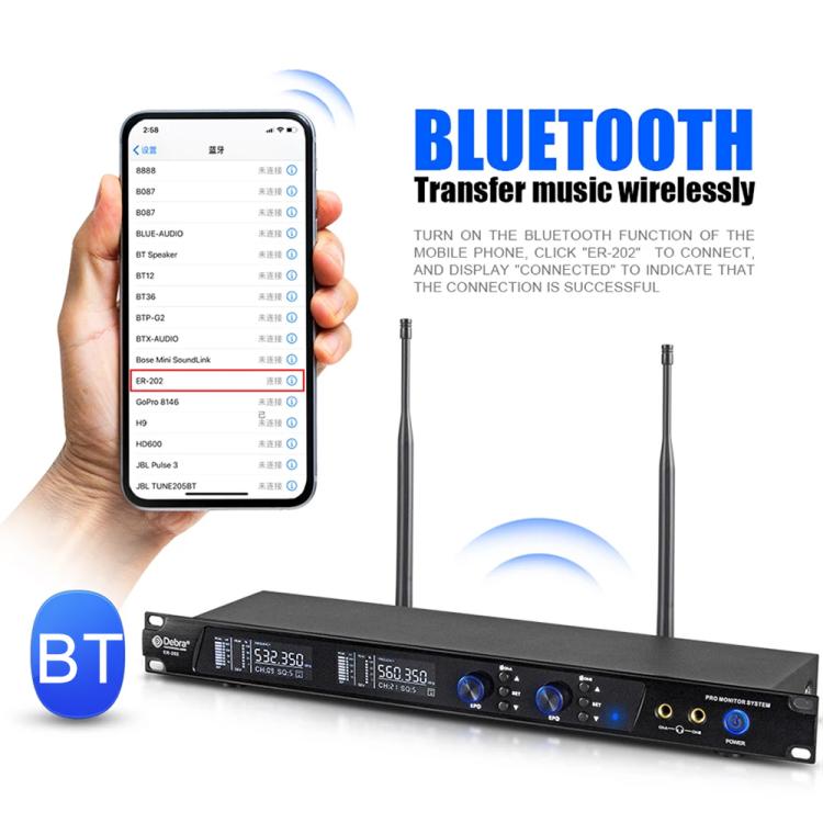 DEBRA ER-202 Professional Stage Wireless Audio Return Monitoring System with Two Receivers