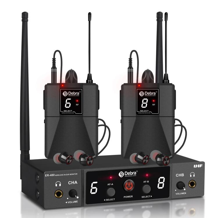 DEBRA ER-480 Professional Stage Wireless Audio Return Monitoring System with Two Receivers
