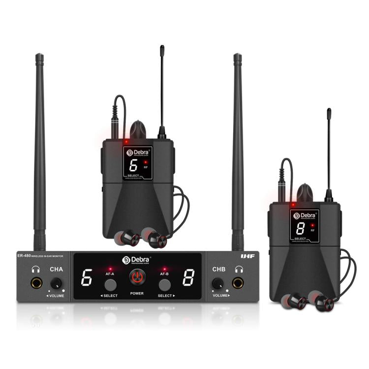 DEBRA ER-480 Professional Stage Wireless Audio Return Monitoring System with Two Receivers