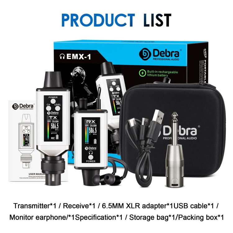 DEBRA EMX-1 XLR Adapter Portable Wireless Monitor System Transmitter & Receiver