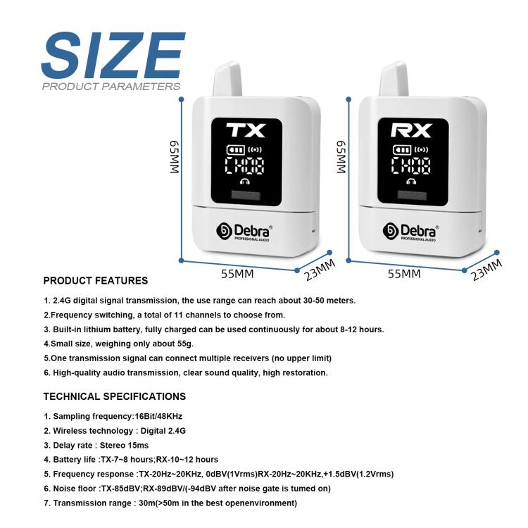 DEBRA ST-mini 2.4G Stereo Wireless Monitor System Receiver + Earphones