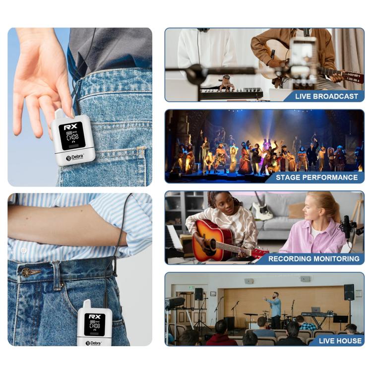 DEBRA ST-mini 2.4G Stereo Wireless Monitor System Receiver + Earphones