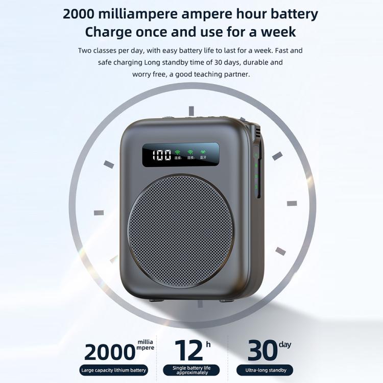 M10 Mini Wireless Microphone Teaching Voice Amplifier with Screen Display