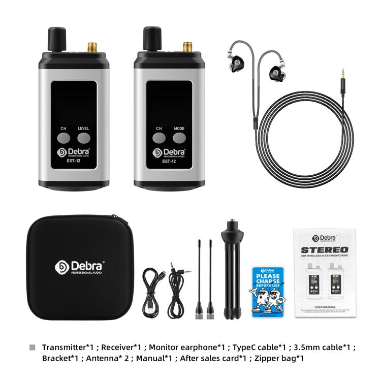 DEBRA EST-12 Portable Stereo Wireless Monitor System Transmitter & Receiver