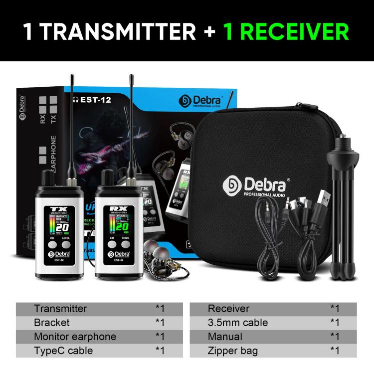DEBRA EST-12 Portable Stereo Wireless Monitor System Transmitter & Receiver