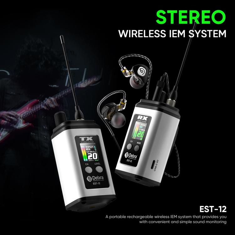 DEBRA EST-12 Portable Stereo Wireless Monitor System Transmitter & Receiver