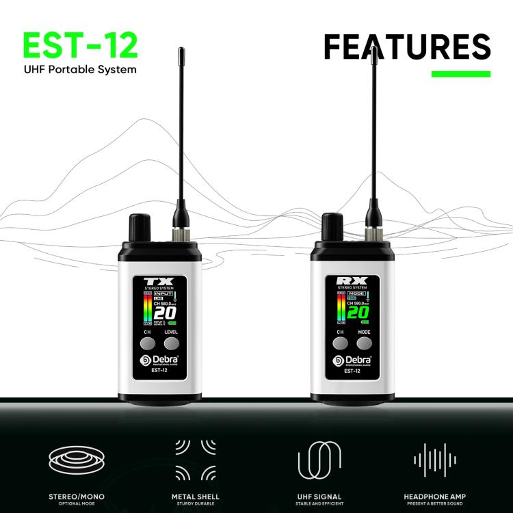 DEBRA EST-12 Portable Stereo Wireless Monitor System Transmitter & Receiver