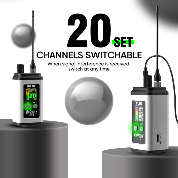 DEBRA EST-12 Portable Stereo Wireless Monitor System Transmitter & Receiver
