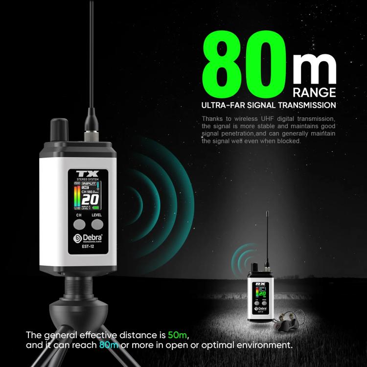 DEBRA EST-12 Portable Stereo Wireless Monitor System Transmitter & Receiver
