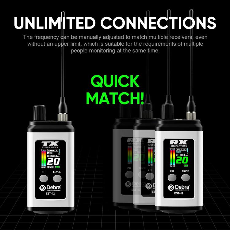 DEBRA EST-12 Portable Stereo Wireless Monitor System Transmitter & Receiver