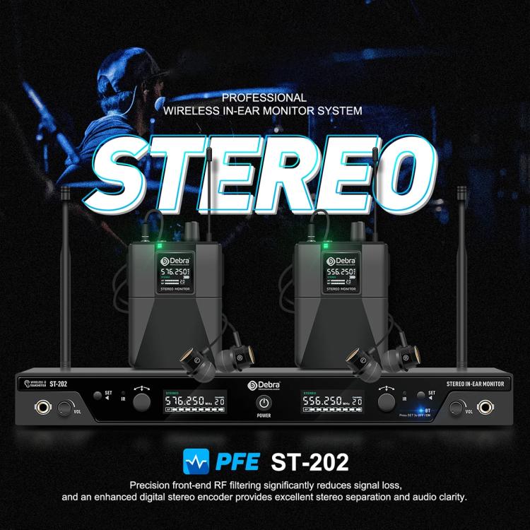 DEBRA ST-202 Professional Stage Wireless Audio Return Monitoring System with Two Receivers