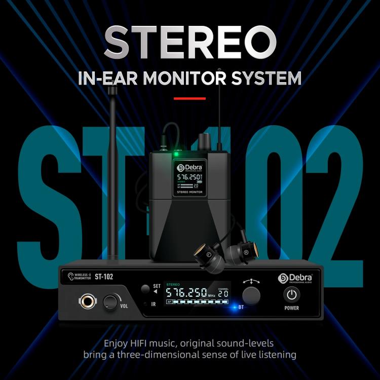 DEBRA ST-102 Wireless Audio Monitor System Receiver + Earphones