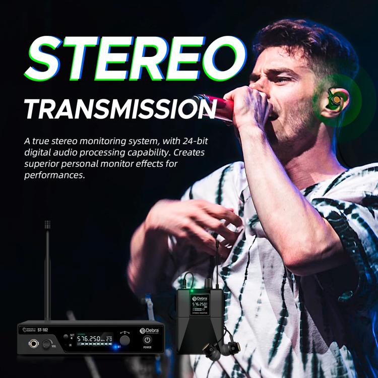 DEBRA ST-102 Wireless Audio Monitor System Receiver + Earphones