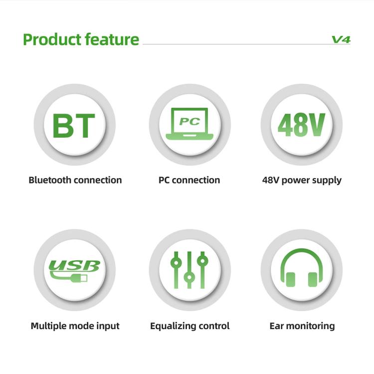 DEBRA V4 4-Channels Audio Mixer with Reverb Sound Card for Live Streaming