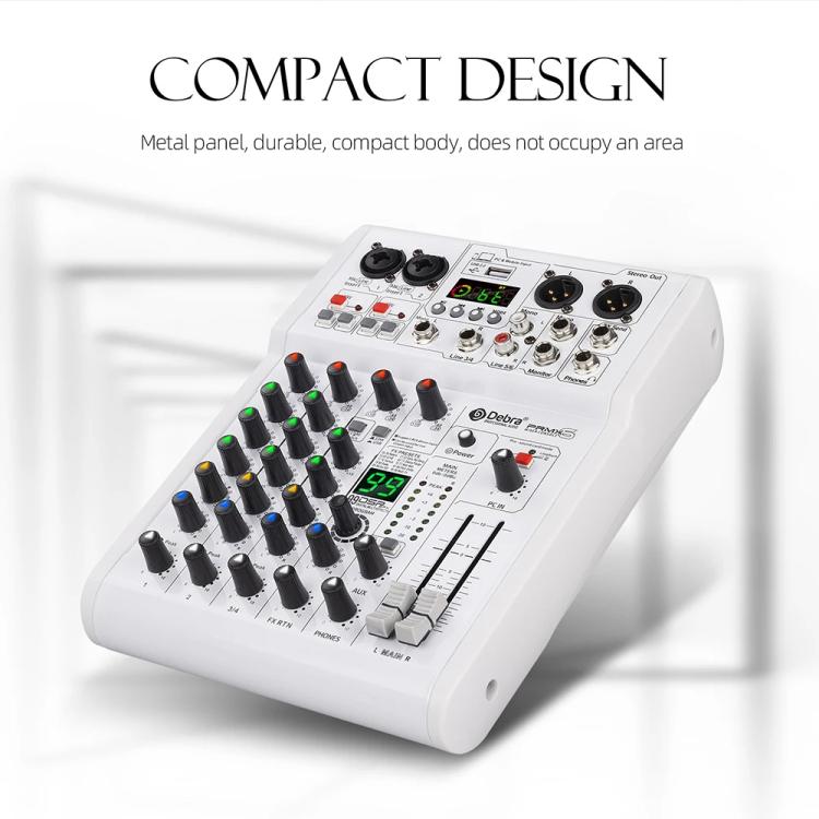 DEBRA PRMX-6 4-Channels Audio Mixer DSP Reverb for Live Recording