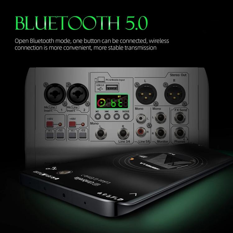 DEBRA PRMX-6 4-Channels Audio Mixer DSP Reverb for Live Recording