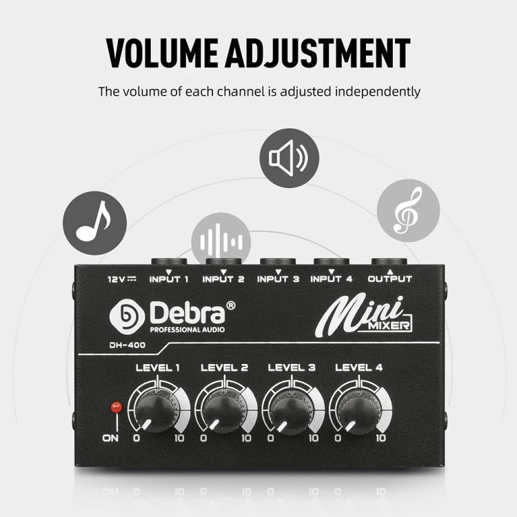DEBRA M094 4-Channels Audio Mixer Musical Instrument Live Streaming Reverb