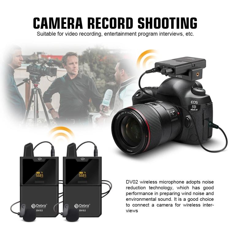 DEBRA DV-01 Wireless Lavalier Microphone TX & RX Outdoor Interview Live Broadcast