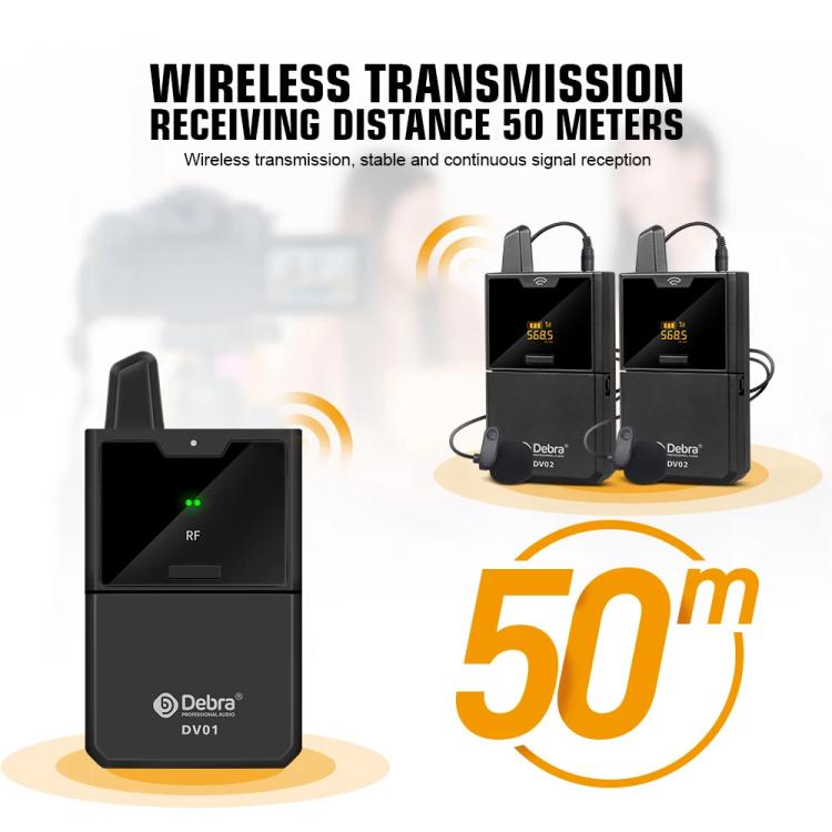 DEBRA DV-01 Wireless Lavalier Microphone TX & RX Outdoor Interview Live Broadcast