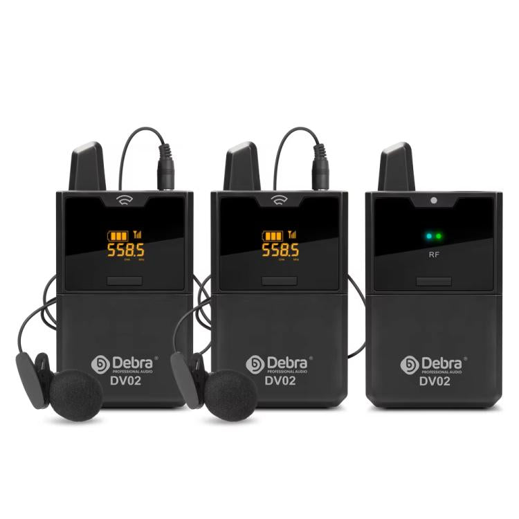 DEBRA DV-02 Wireless Lavalier Microphone TX & 2RX Outdoor Interview Live Broadcast