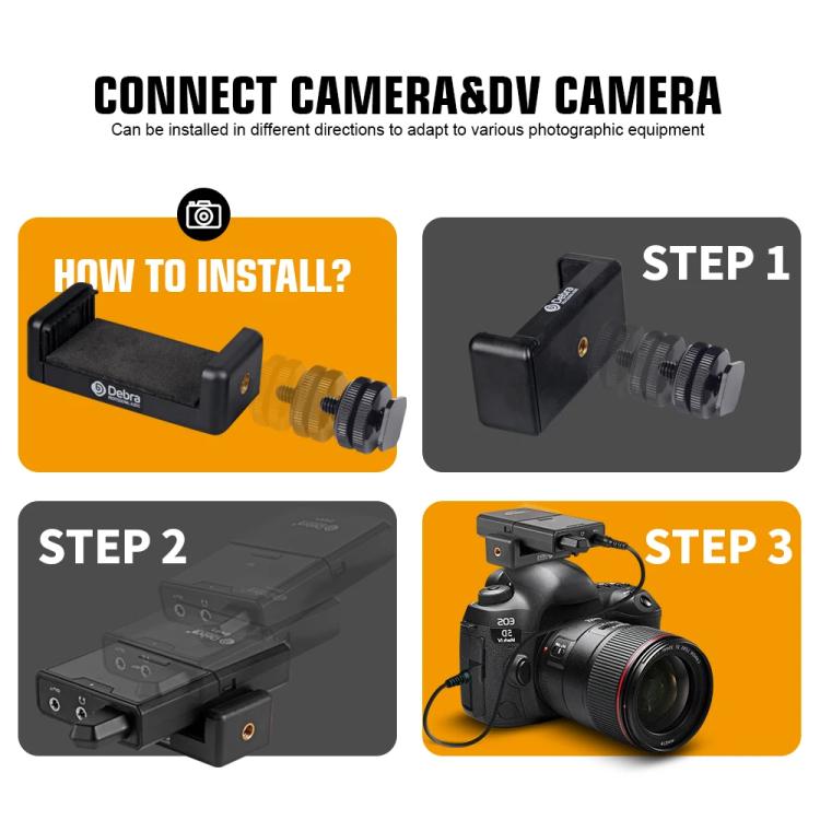 DEBRA DV-02 Wireless Lavalier Microphone TX & 2RX Outdoor Interview Live Broadcast