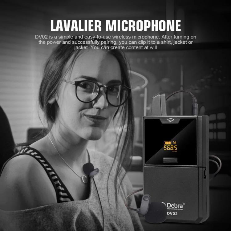 DEBRA DV-02 Wireless Lavalier Microphone TX & 2RX Outdoor Interview Live Broadcast