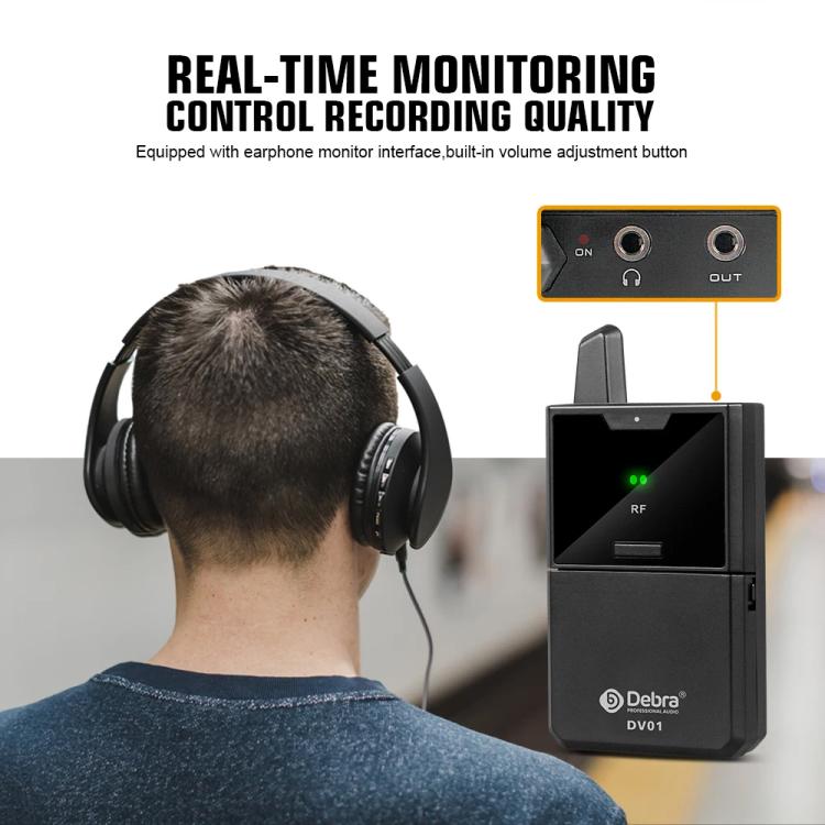 DEBRA DV-02 Wireless Lavalier Microphone TX & 2RX Outdoor Interview Live Broadcast