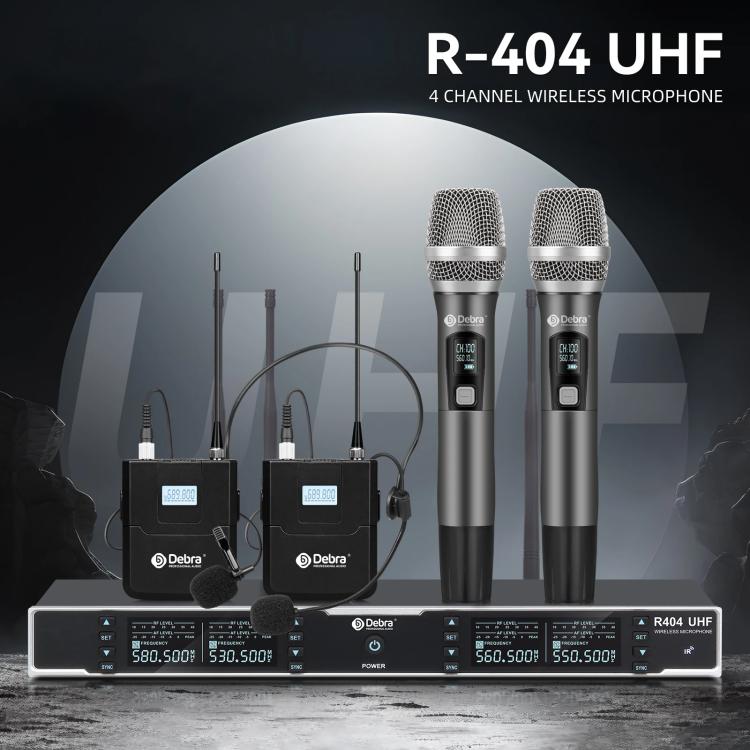 DEBRA R404 UHF Wireless Microphone 4-in-1 Professional Stage Performance Conference Handheld Mic