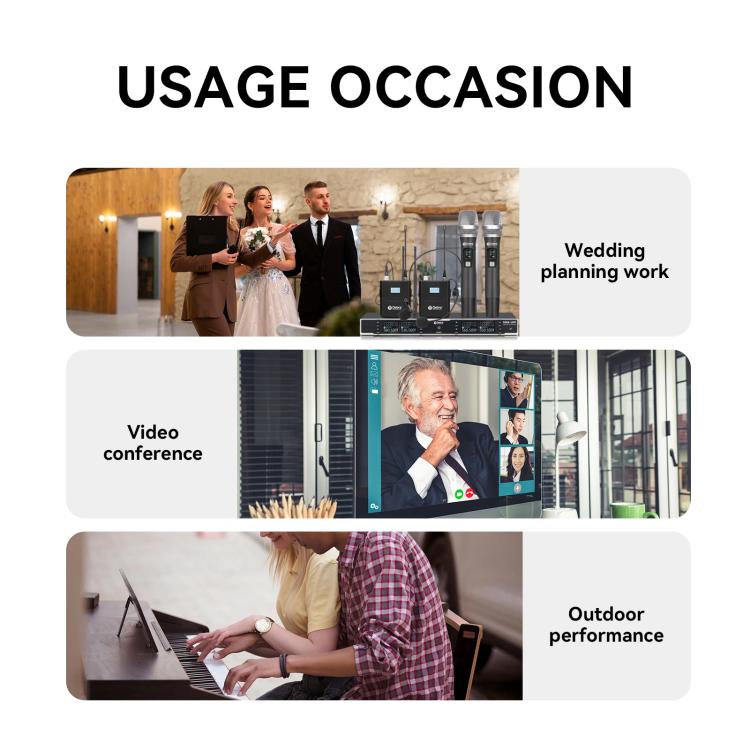 DEBRA R404 UHF Wireless Microphone 4-in-1 Professional Stage Performance Conference Handheld Mic