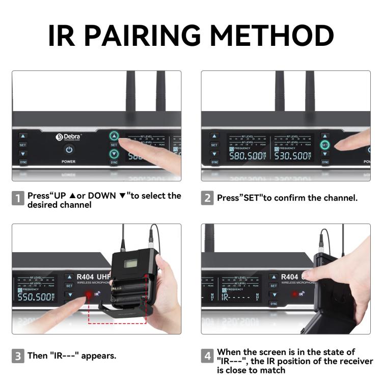 DEBRA R404 UHF Wireless Microphone 4-in-1 Professional Stage Performance Conference Handheld Mic