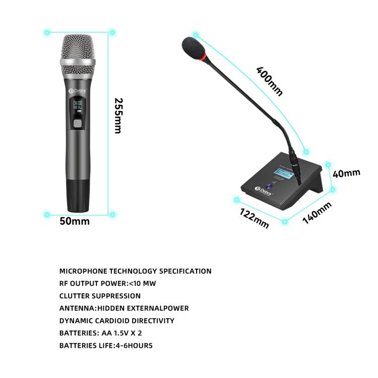 DEBRA R404 UHF Wireless Microphone 4-in-1 Professional Stage Performance Conference Handheld Mic