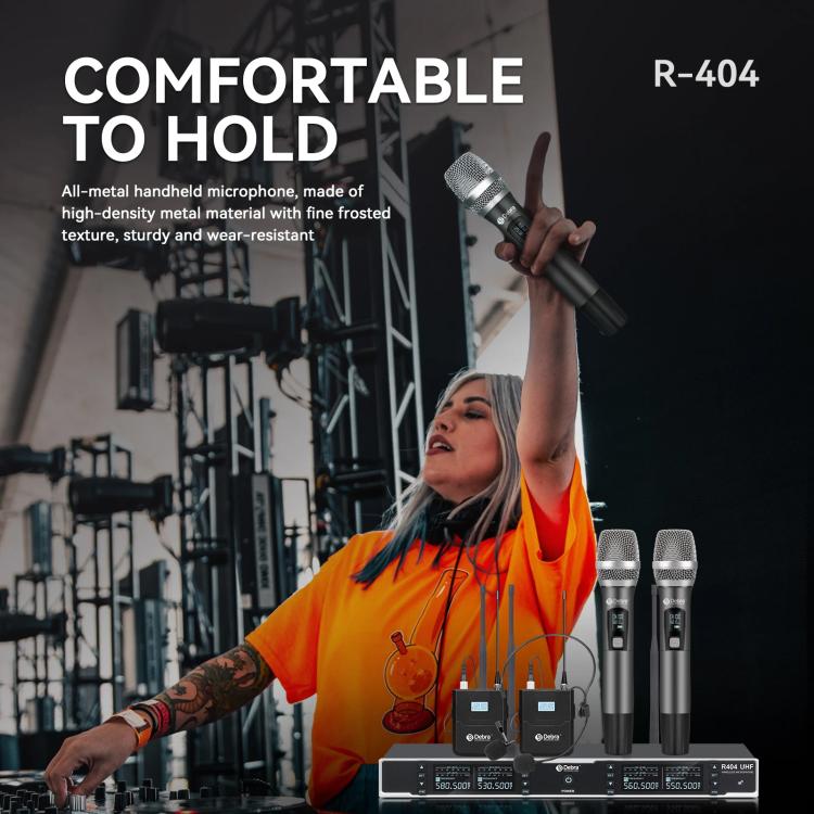 DEBRA R404 UHF Wireless Microphone 4-in-1 Professional Stage Performance Conference Handheld Mic