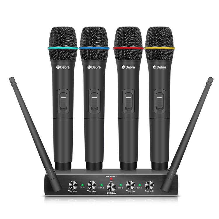 DEBRA AU-400 UHF Wireless Microphone System 4-in-1 for Performance Conference KTV