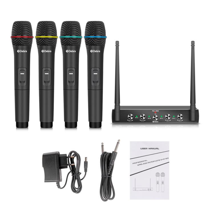 DEBRA AU-400 UHF Wireless Microphone System 4-in-1 for Performance Conference KTV