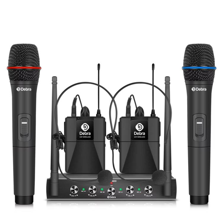 DEBRA AU-400 UHF Wireless Microphone System 4-in-1 for Performance Conference KTV