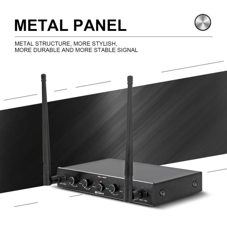DEBRA AU-400 UHF Wireless Microphone System 4-in-1 for Performance Conference KTV