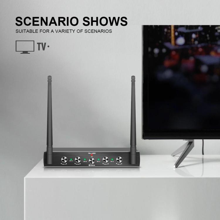 DEBRA AU-400 UHF Wireless Microphone System 4-in-1 for Performance Conference KTV