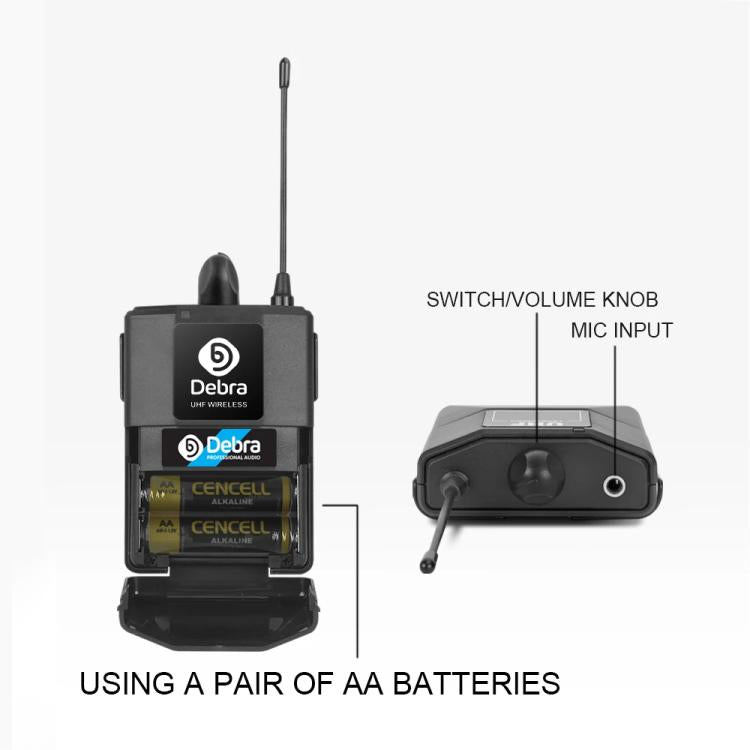 DEBRA AU-400 UHF Wireless Microphone System 4-in-1 for Performance Conference KTV